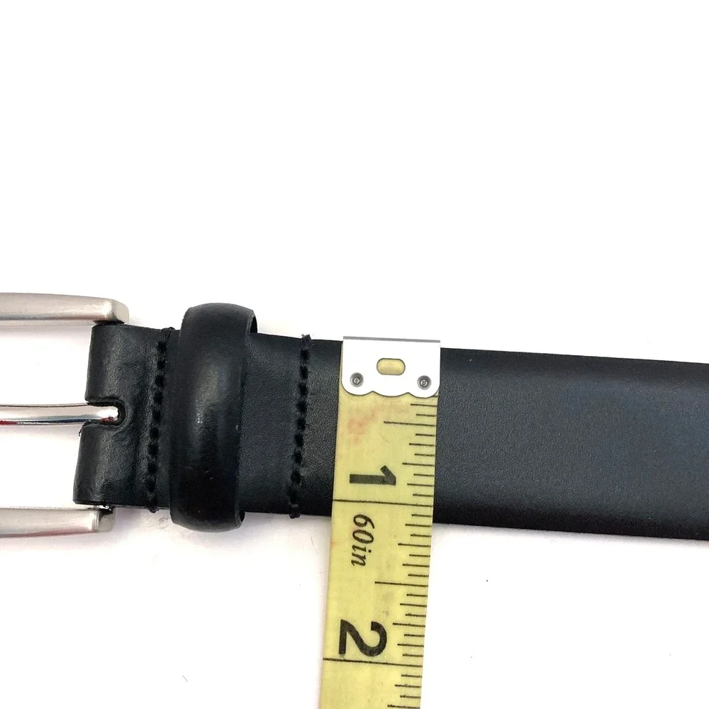 Black Italian Leather Belt Mens 44,‎ 1-1/8